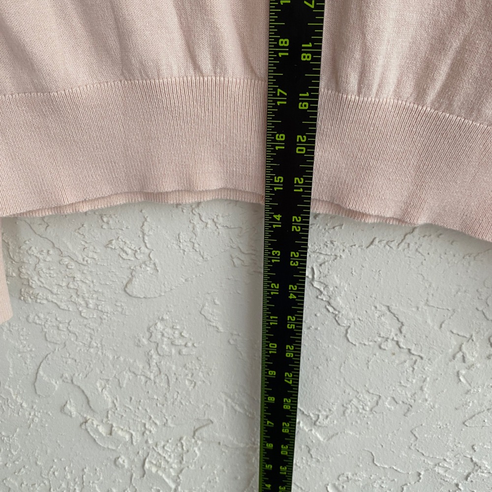 LOFT Soft Girl Coquette Cardigan Sweater M Pink Pearl Rhinestone Embellished - Picture 6 of 7